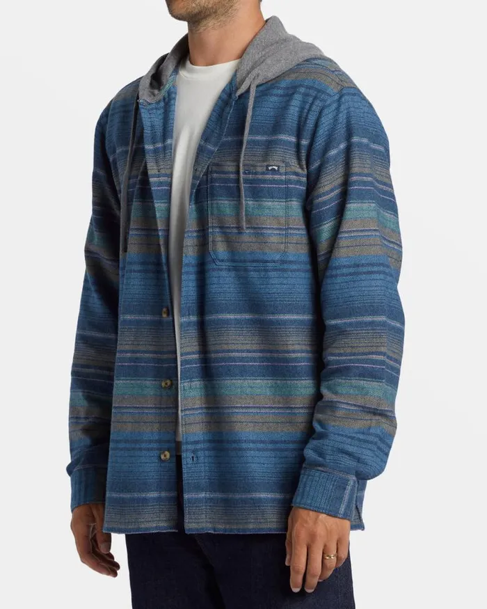Billabong Hoodies and Fleece Baja Hooded Long Sleeve Flannel Shirt Dusty Navy 8211 Men Billabong Hoodies and Fleece Baja Hooded Long Sleeve Flannel Shirt Dusty Navy 8211 Men