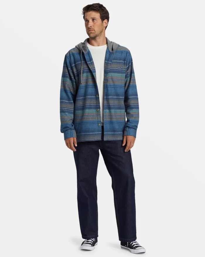 Billabong Hoodies and Fleece Baja Hooded Long Sleeve Flannel Shirt Dusty Navy 8211 Men Billabong Hoodies and Fleece Baja Hooded Long Sleeve Flannel Shirt Dusty Navy 8211 Men