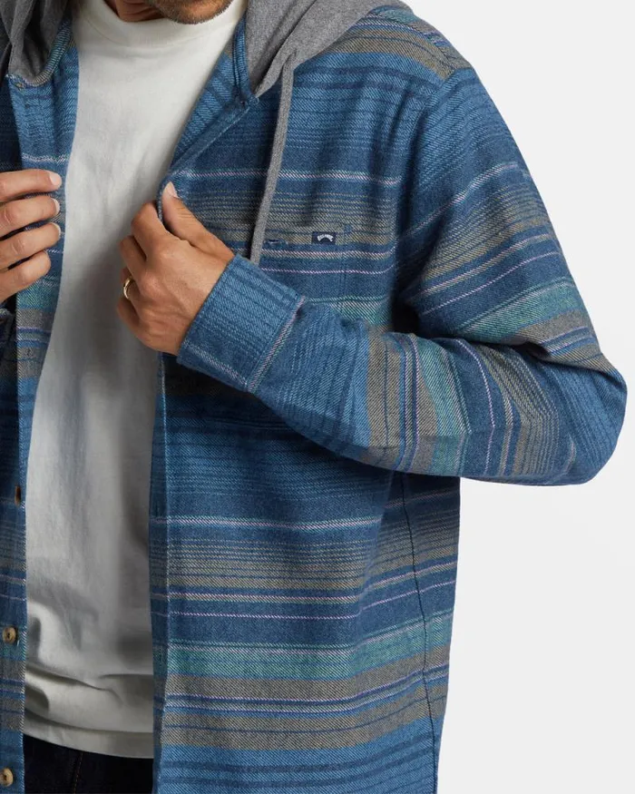 Billabong Hoodies and Fleece Baja Hooded Long Sleeve Flannel Shirt Dusty Navy 8211 Men Billabong Hoodies and Fleece Baja Hooded Long Sleeve Flannel Shirt Dusty Navy 8211 Men