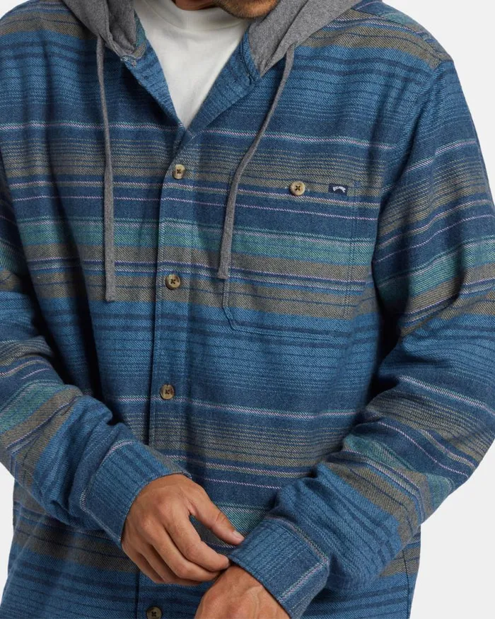 Billabong Hoodies and Fleece Baja Hooded Long Sleeve Flannel Shirt Dusty Navy 8211 Men Billabong Hoodies and Fleece Baja Hooded Long Sleeve Flannel Shirt Dusty Navy 8211 Men