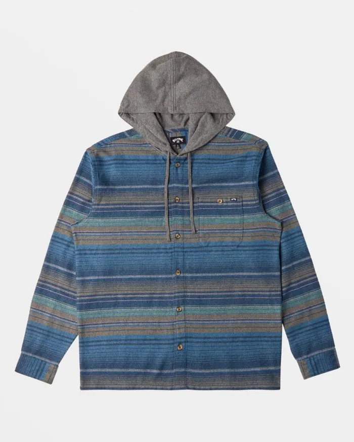 Billabong Hoodies and Fleece Baja Hooded Long Sleeve Flannel Shirt Dusty Navy 8211 Men Billabong Hoodies and Fleece Baja Hooded Long Sleeve Flannel Shirt Dusty Navy 8211 Men