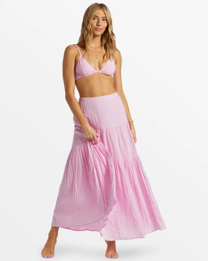 Billabong Skirts Sol Tiered Maxi Skirt Pink Dream 8211 Women