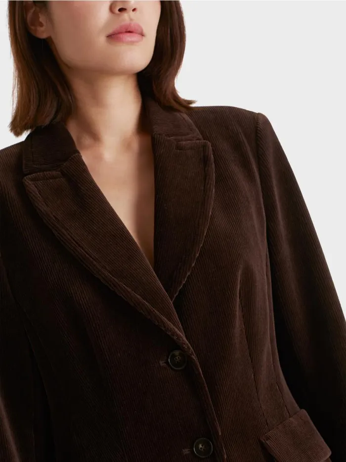 Blazer Damen Marc Cain Trendiger Kordblazer Dark Wood