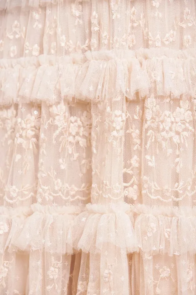 Blossom Lace Ankle Gown Champagne Women Needle and Thread Dresses