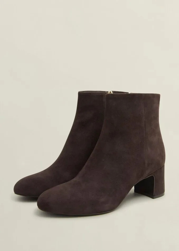Boots Women HOBBS Rochelle Suede Ankle Boots Chocolate Brown