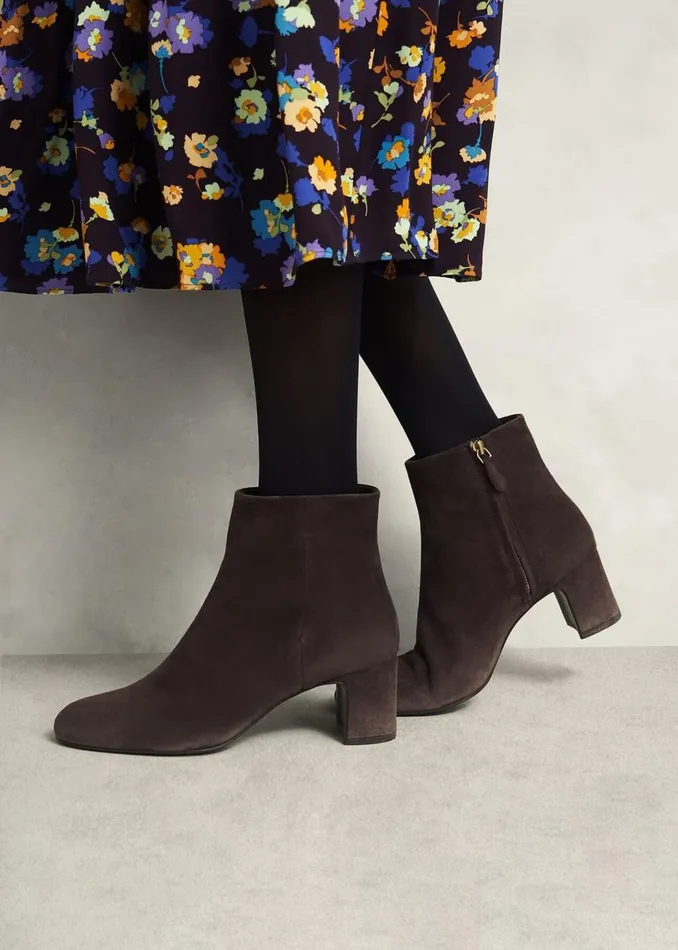 Boots Women HOBBS Rochelle Suede Ankle Boots Chocolate Brown