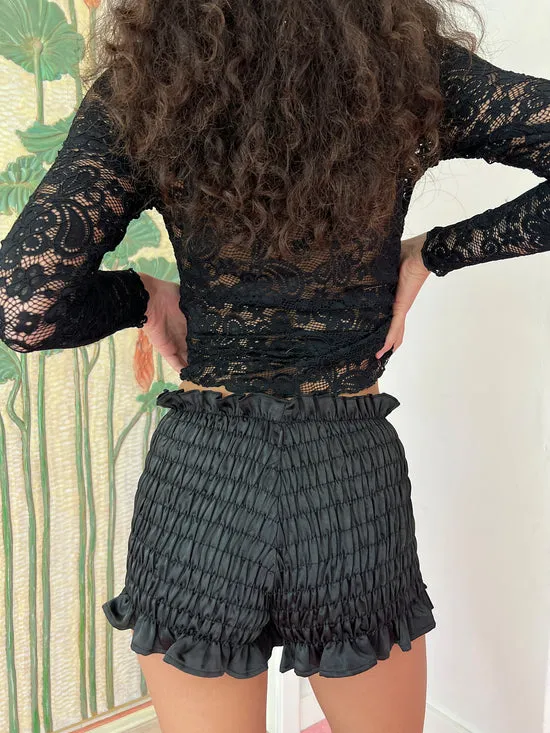 Bottoms Lisa Says Gah Women Angel Smocked Short Blk