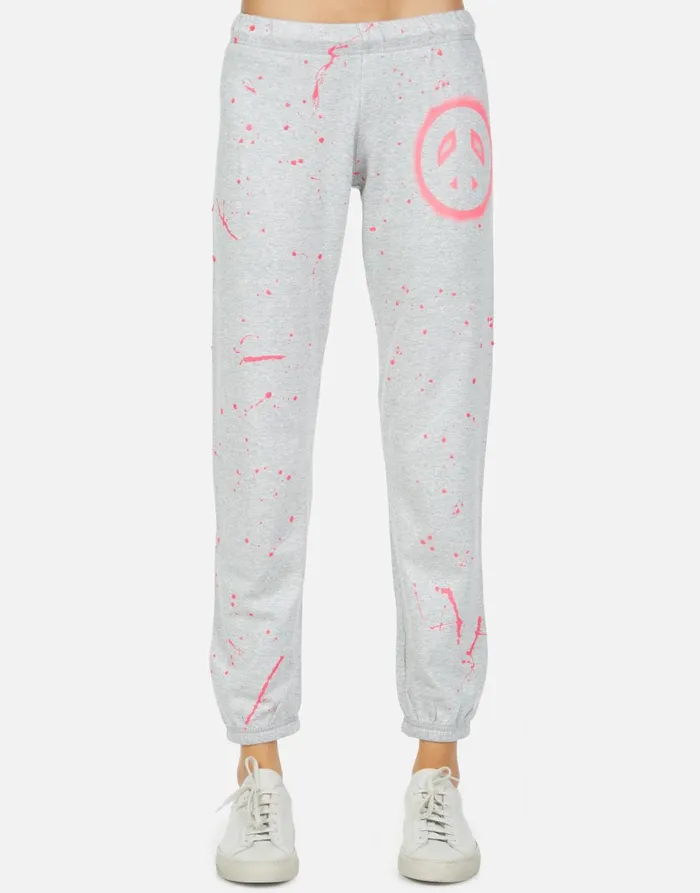 Brynn Airbrush Peace Heather Grey Women039s Lauren Moshi Long Sweatpants