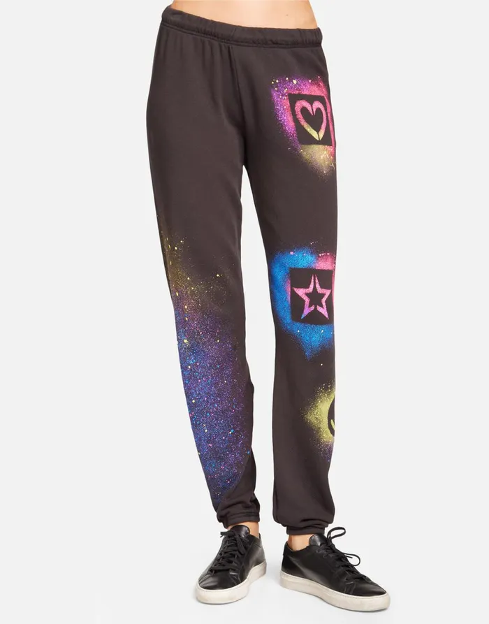 Brynn Graffiti Love Onyx Women039s Lauren Moshi Long Sweatpants