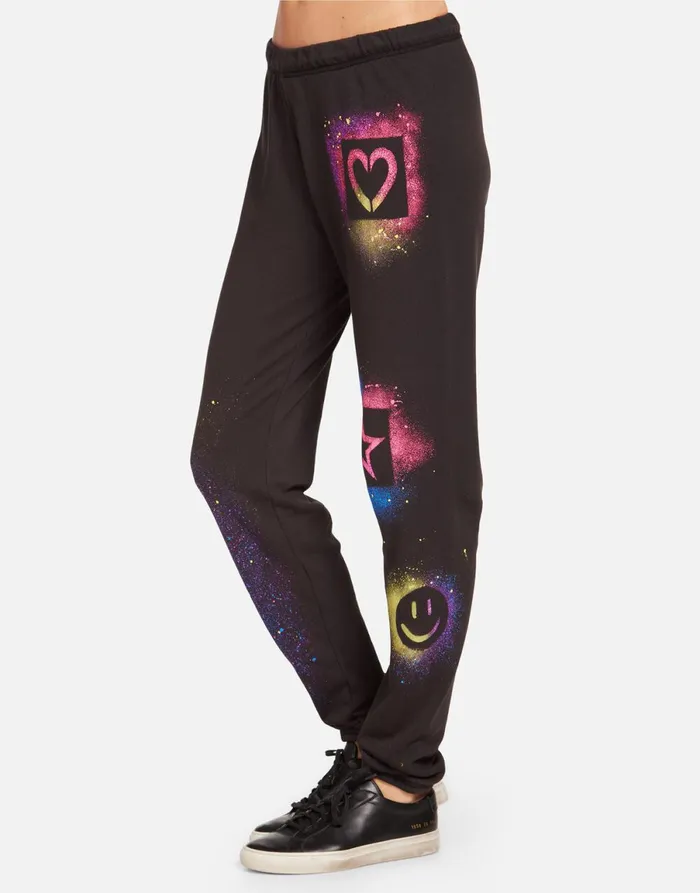 Brynn Graffiti Love Onyx Women039s Lauren Moshi Long Sweatpants