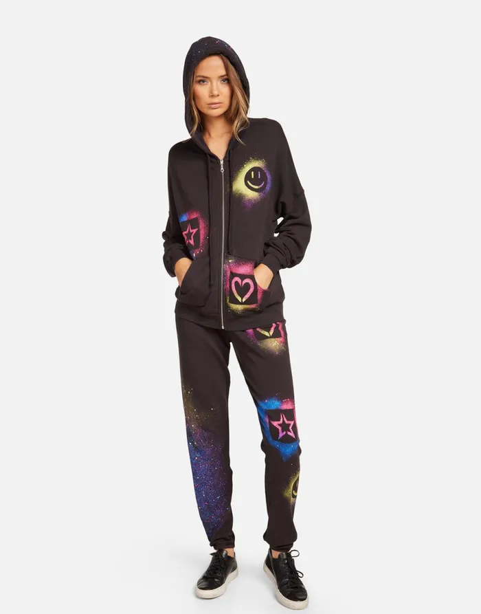 Brynn Graffiti Love Onyx Women039s Lauren Moshi Long Sweatpants