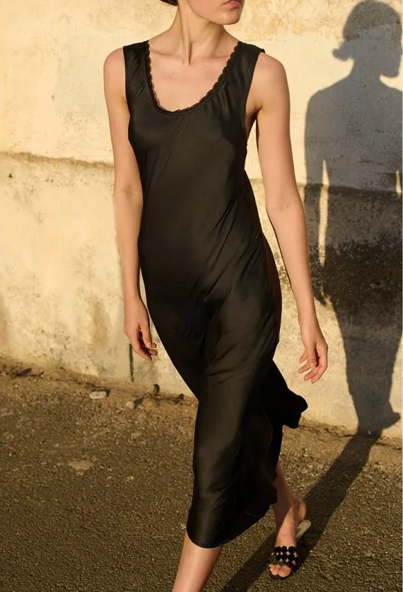 Ciao Lucia Black Dresses Leticia Black Satin Midi Dress 8211 Women