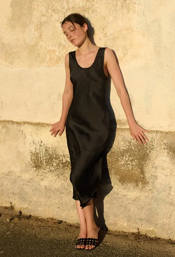 Ciao Lucia Black Dresses Leticia Black Satin Midi Dress 8211 Women