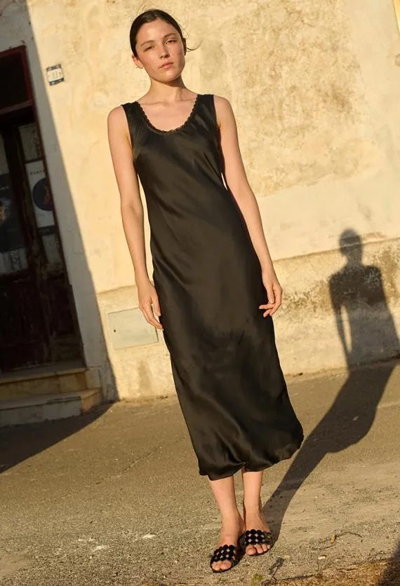 Ciao Lucia Black Dresses Leticia Black Satin Midi Dress 8211 Women
