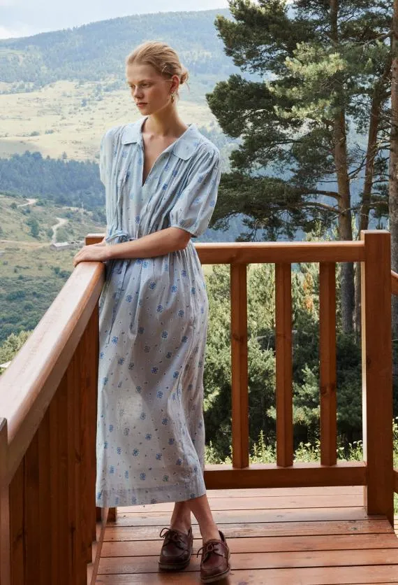 Ciao Lucia Long Dresses Clotilde Blue Cotton Midi Dress 8211 Women