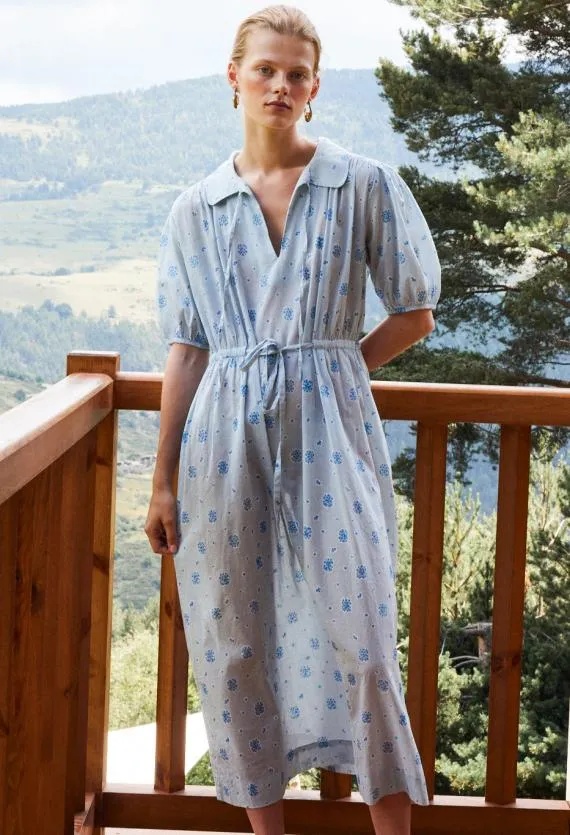 Ciao Lucia Long Dresses Clotilde Blue Cotton Midi Dress 8211 Women