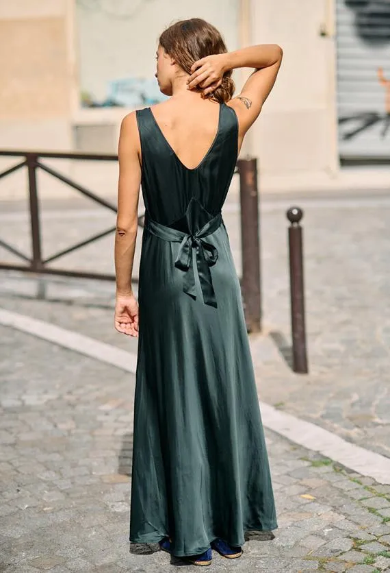Ciao Lucia Satin Dresses Reine Black Satin Maxi Dress 8211 Women