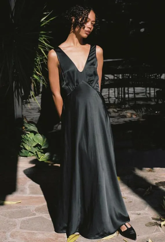 Ciao Lucia Satin Dresses Reine Black Satin Maxi Dress 8211 Women
