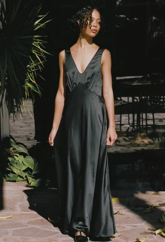 Ciao Lucia Satin Dresses Reine Black Satin Maxi Dress 8211 Women