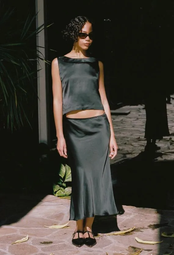 Ciao Lucia Sleeveless Tops Claudine Black Sleeveless Satin Top 8211 Women