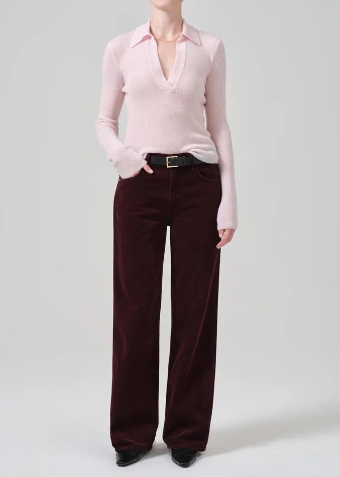 Citizens Of Humanity Annina High Rise Wide Leg 30034 Corduroy In Bordeaux Women Pants