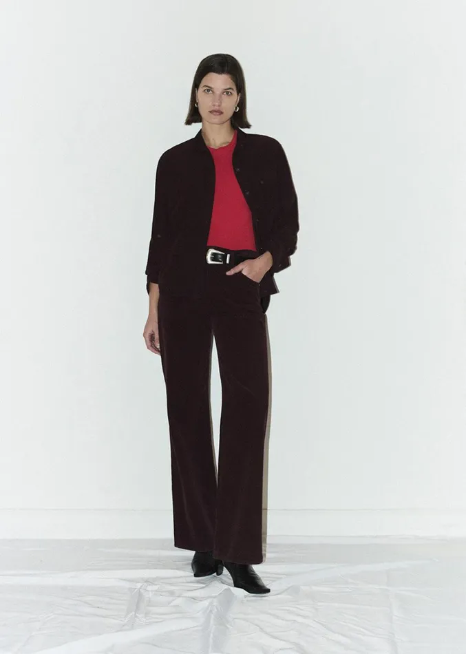 Citizens Of Humanity Annina High Rise Wide Leg 30034 Corduroy In Bordeaux Women Pants
