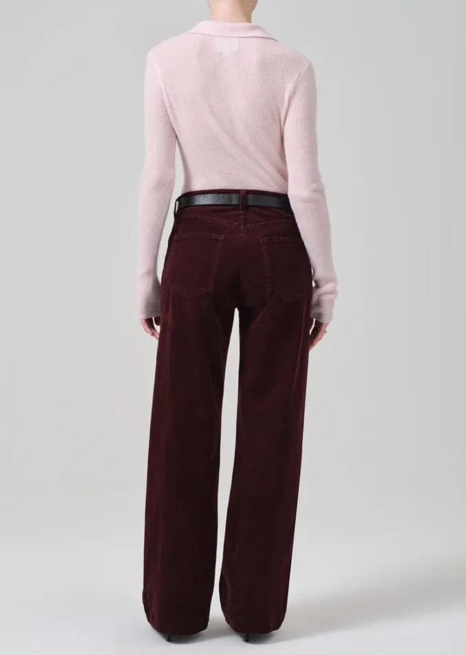 Citizens Of Humanity Annina High Rise Wide Leg 30034 Corduroy In Bordeaux Women Pants