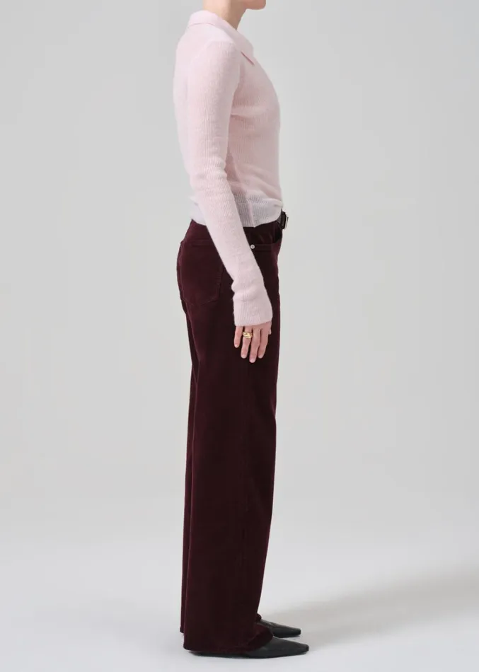 Citizens Of Humanity Annina High Rise Wide Leg 30034 Corduroy In Bordeaux Women Pants