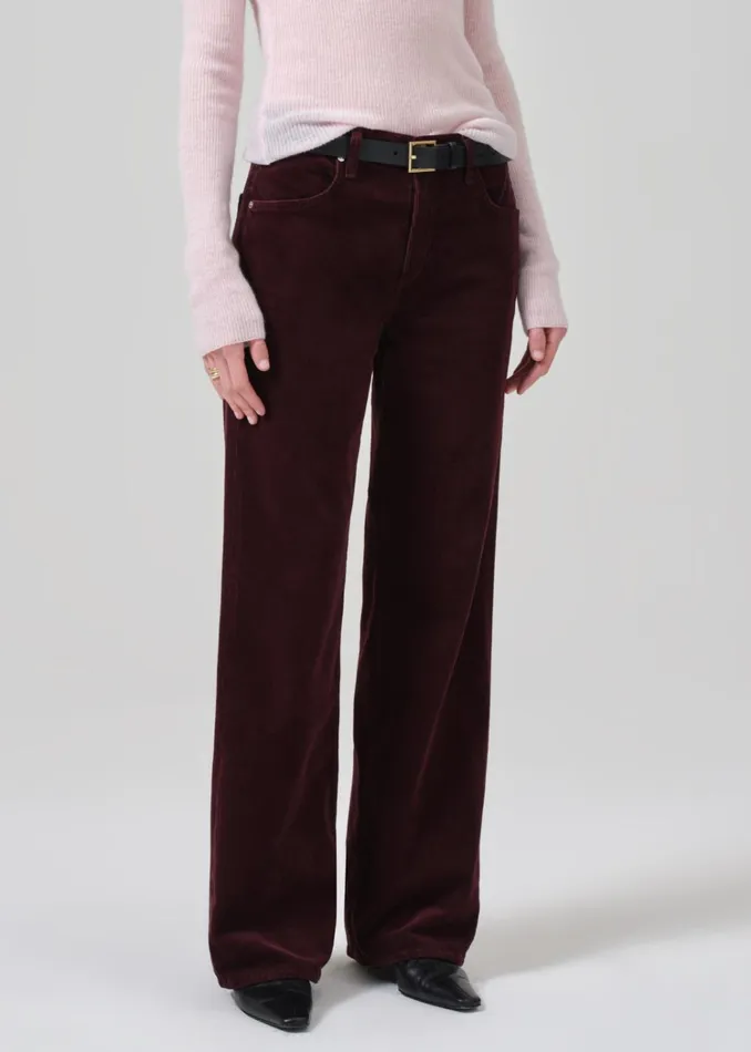 Citizens Of Humanity Annina High Rise Wide Leg 30034 Corduroy In Bordeaux Women Pants