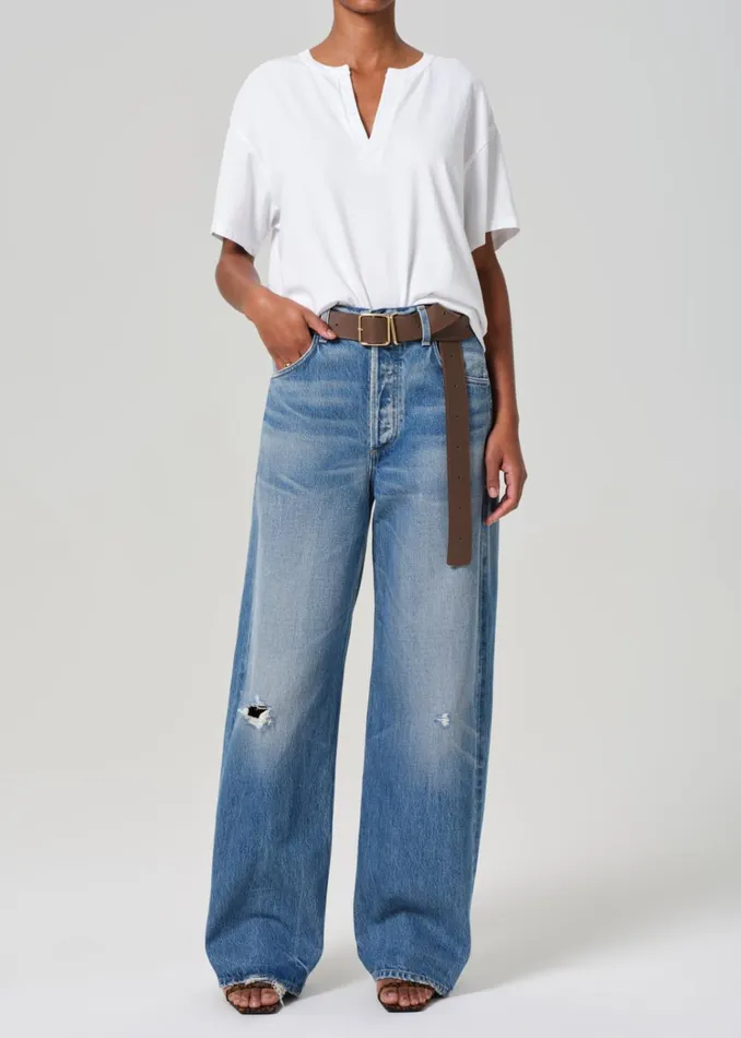 Citizens Of Humanity Aspeth Splice Tee In White Women Tops