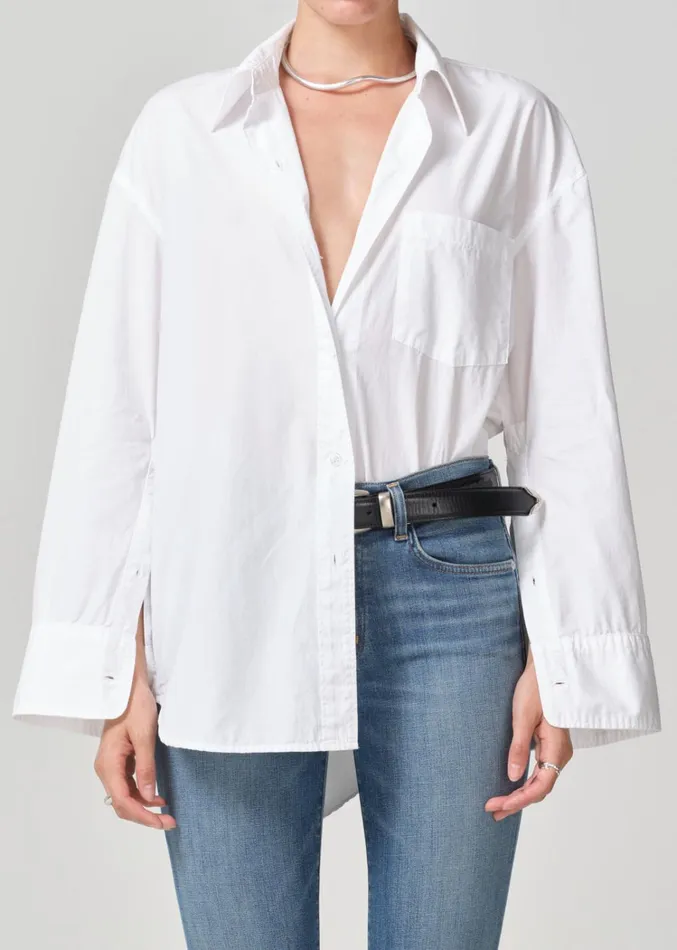Citizens Of Humanity Cocoon Shirt In Optic White Women Tops