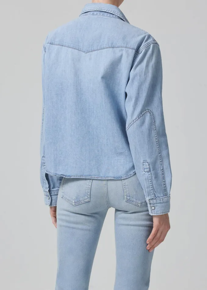 Citizens Of Humanity Cropped Western Shirt In Pharos Women Tops