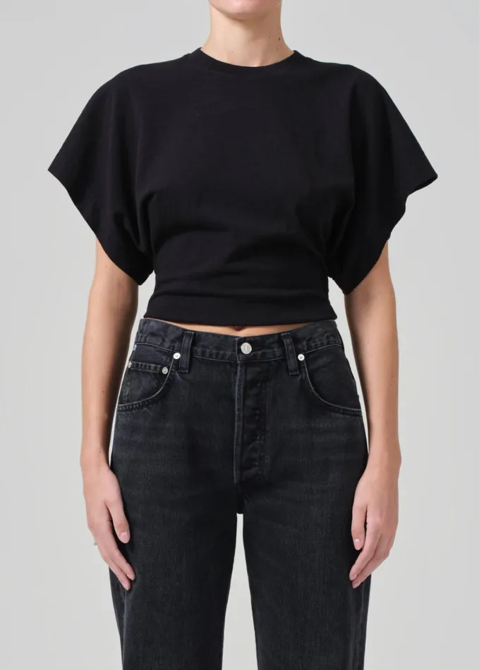 Citizens Of Humanity Fiora Origami Tee In Black Women Tops