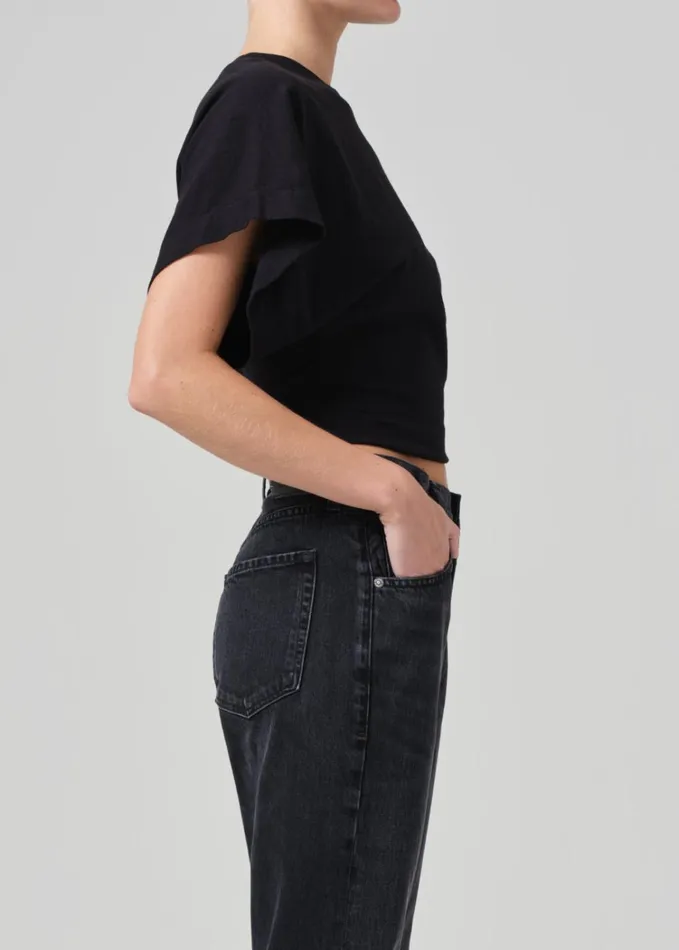 Citizens Of Humanity Fiora Origami Tee In Black Women Tops
