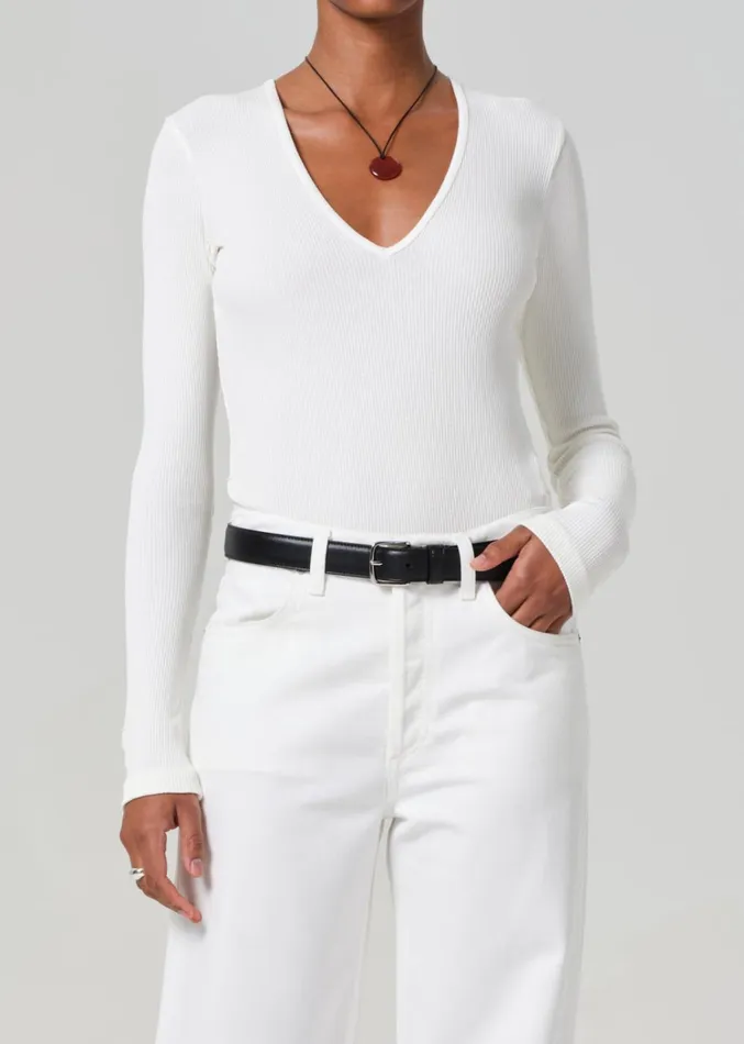 Citizens Of Humanity Helsa Deep V Bodysuit In Pashmina Women Tops