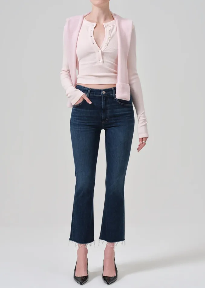 Citizens Of Humanity Isola Mid Rise Cropped Boot In Baltic Women Jeans