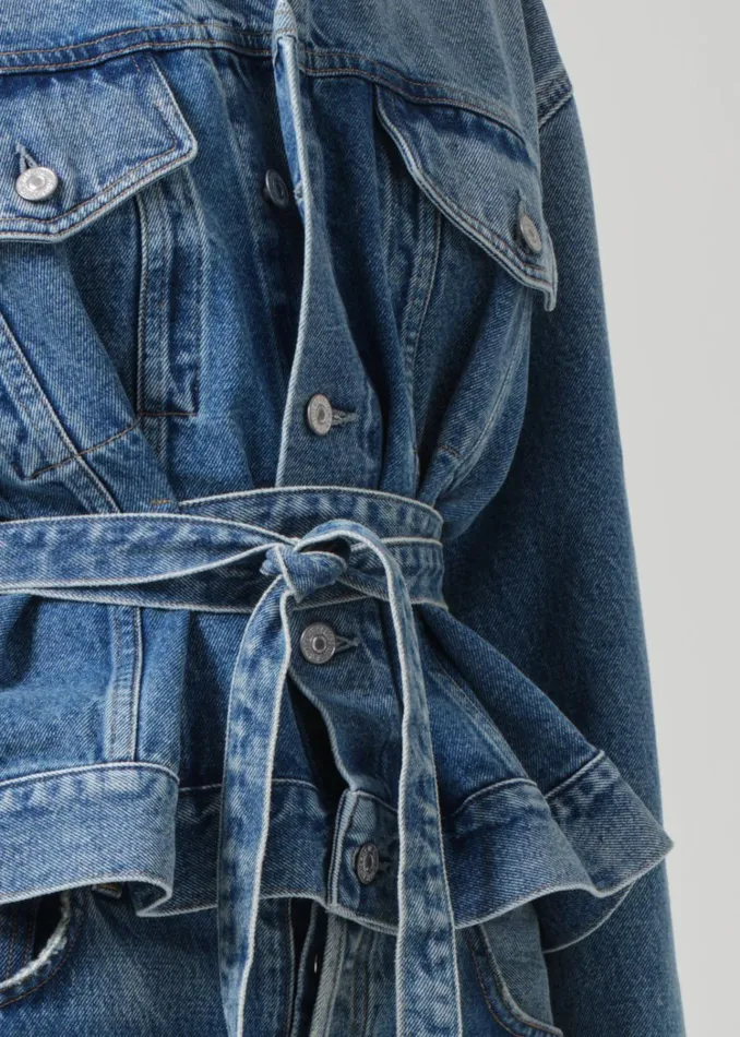 Citizens Of Humanity Leela Belted Denim Peplum Jacket In Cabazon Women Jackets and Coats