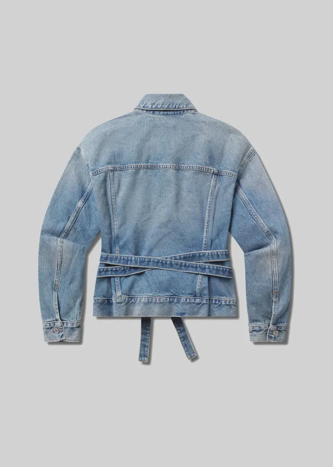 Citizens Of Humanity Leela Belted Denim Peplum Jacket In Cabazon Women Jackets and Coats