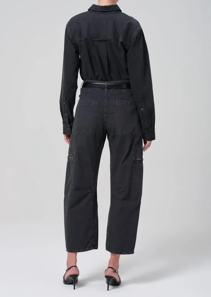 Citizens Of Humanity Marcelle Low Slung Easy Cargo In Washed Black Women Pants