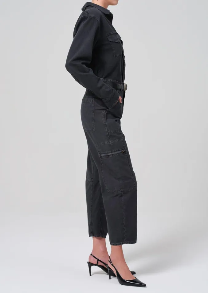 Citizens Of Humanity Marcelle Low Slung Easy Cargo In Washed Black Women Pants