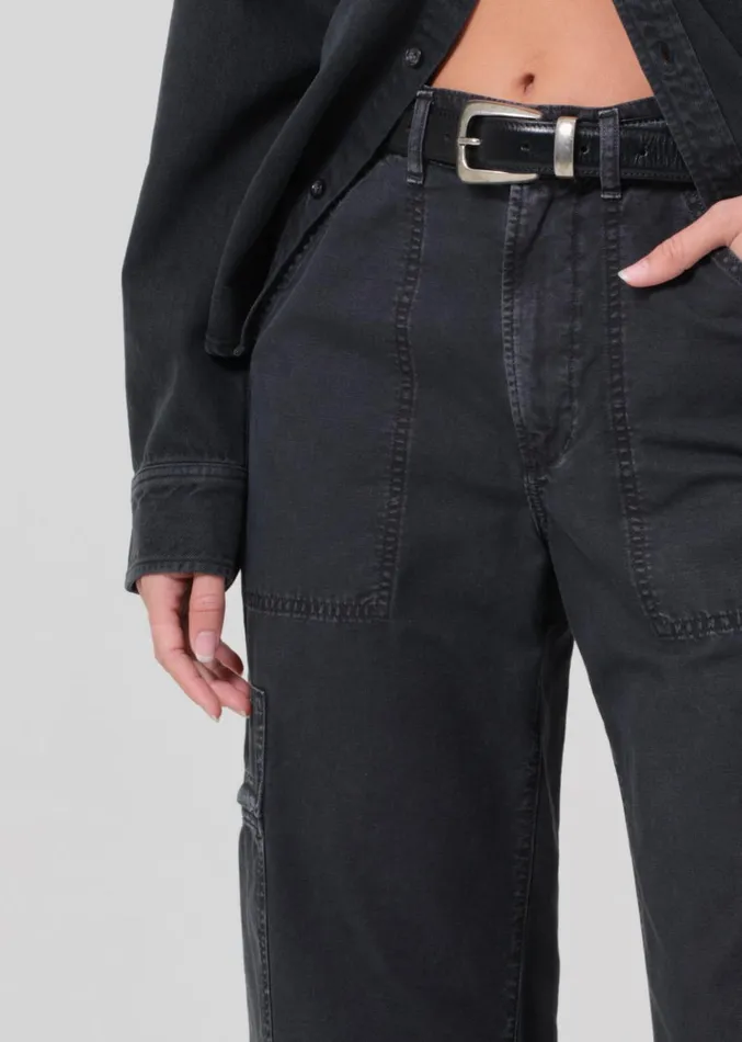 Citizens Of Humanity Marcelle Low Slung Easy Cargo In Washed Black Women Pants