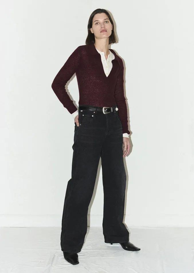 Citizens Of Humanity Simone Polo Sweater In Burgundy Women Tops