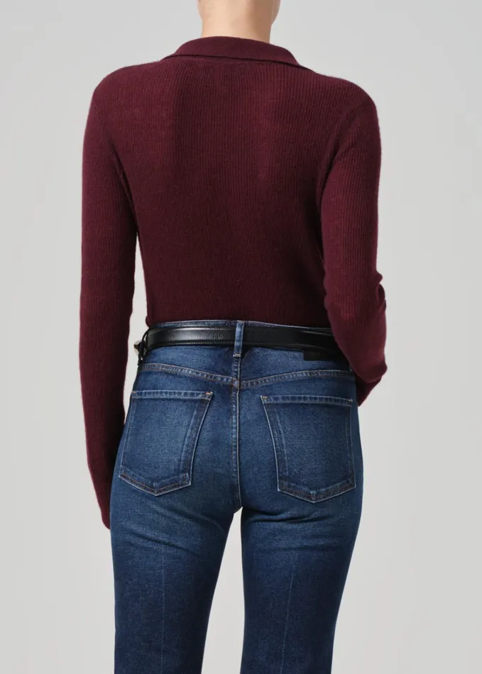 Citizens Of Humanity Simone Polo Sweater In Burgundy Women Tops