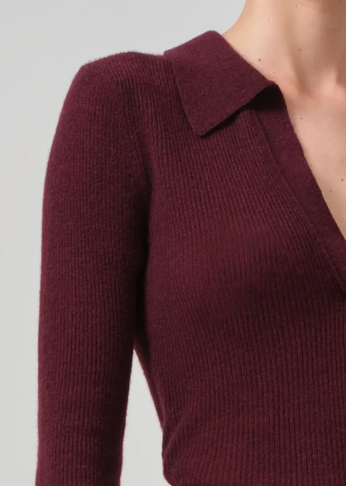 Citizens Of Humanity Simone Polo Sweater In Burgundy Women Tops