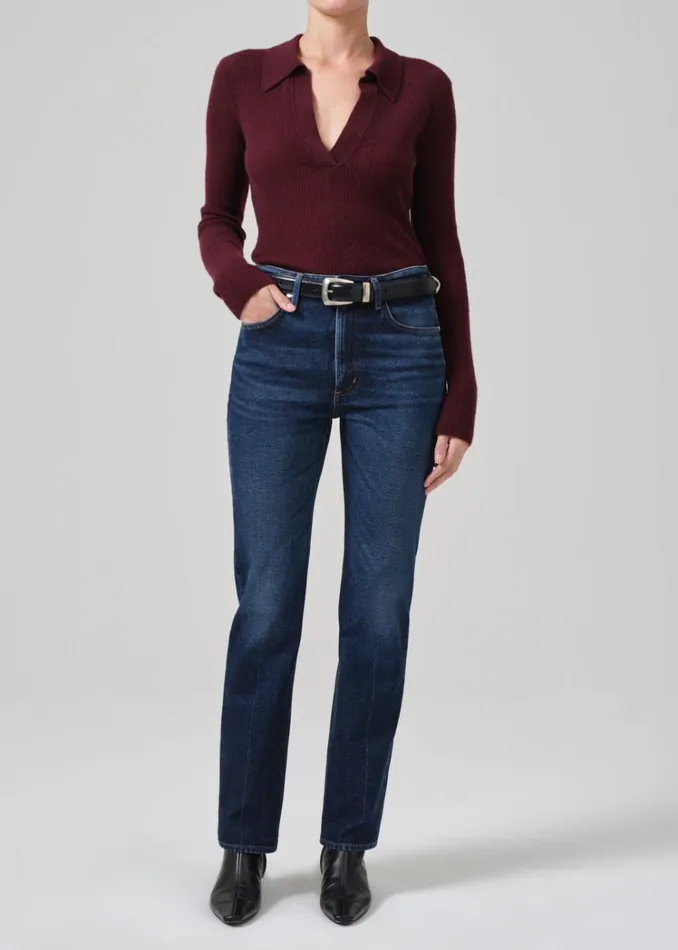 Citizens Of Humanity Simone Polo Sweater In Burgundy Women Tops