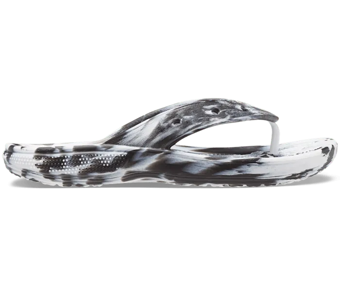 Classic Marble Flip Black White Women Crocs Slides
