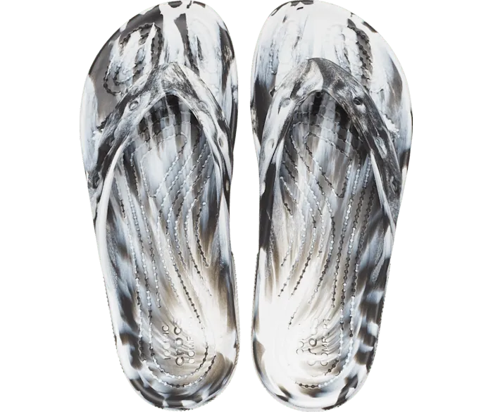 Classic Marble Flip Black White Women Crocs Slides