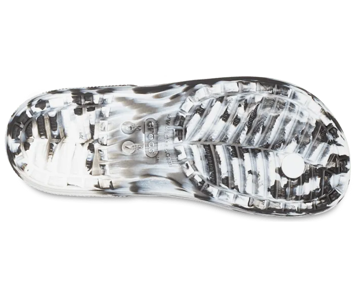 Classic Marble Flip Black White Women Crocs Slides