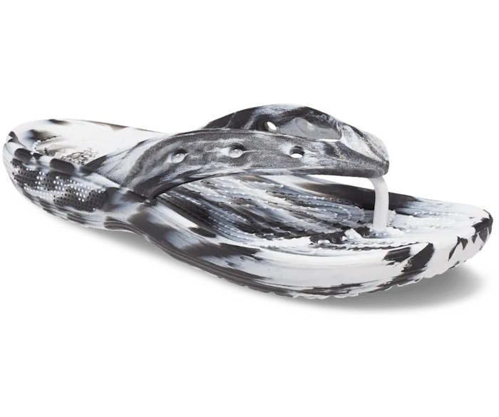 Classic Marble Flip Black White Women Crocs Slides