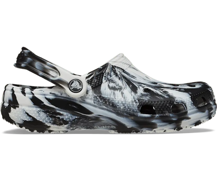 Classic Marbled Clog White Black Women Crocs Clogs